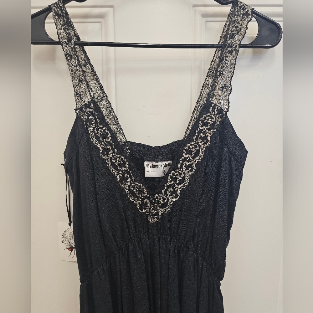 USA, handmade, black, dress recycled, lace, relax, casual, travel, office